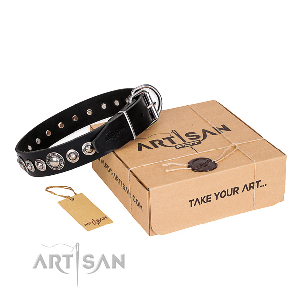 Finest quality full grain leather dog collar