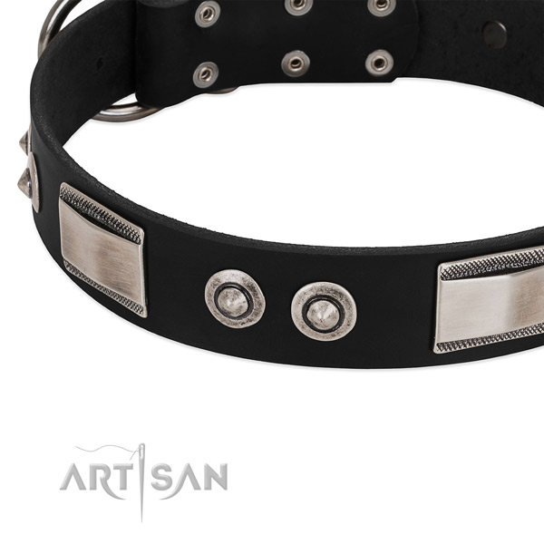 Remarkable full grain genuine leather collar for your canine