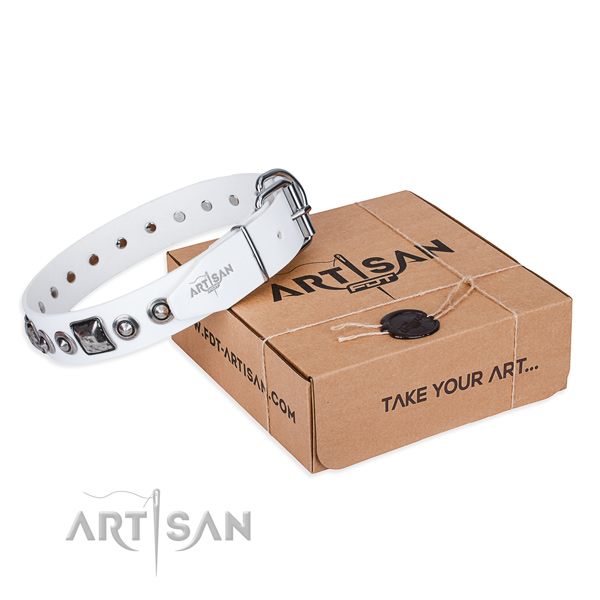 High quality full grain genuine leather dog collar handcrafted for handy use