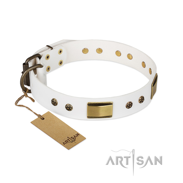 Significant natural genuine leather collar for your pet