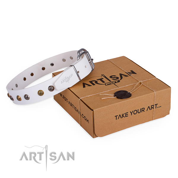 Handy use dog collar with Unique corrosion resistant decorations