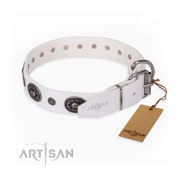 Top notch full grain natural leather dog collar made for walking