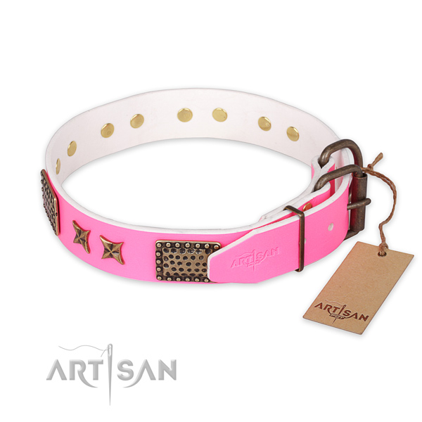 Rust-proof hardware on leather collar for your lovely four-legged friend