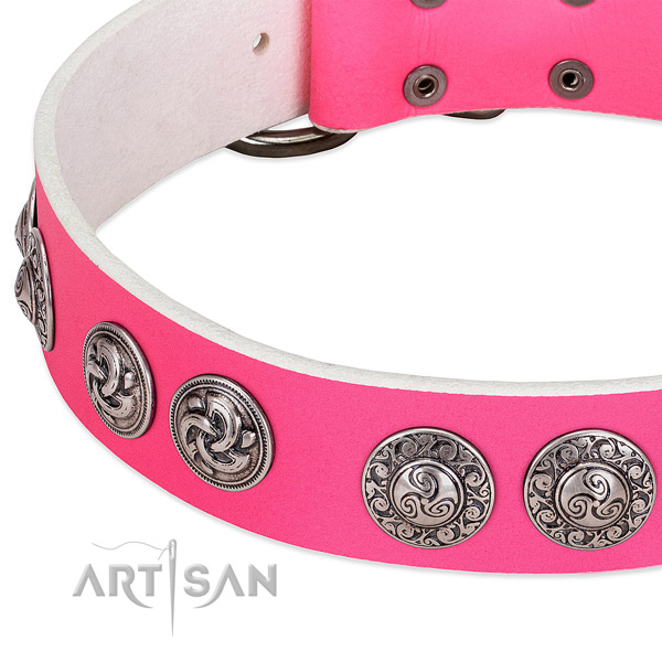Convenient full grain genuine leather dog collar for comfortable wearing