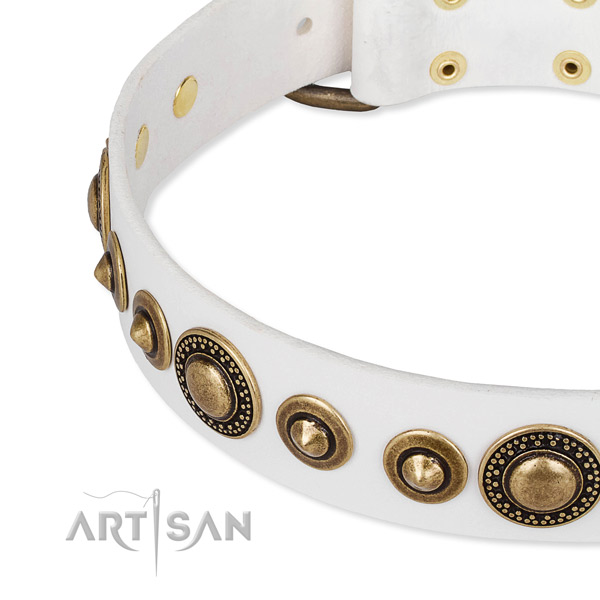 Flexible full grain leather dog collar handmade for your attractive four-legged friend
