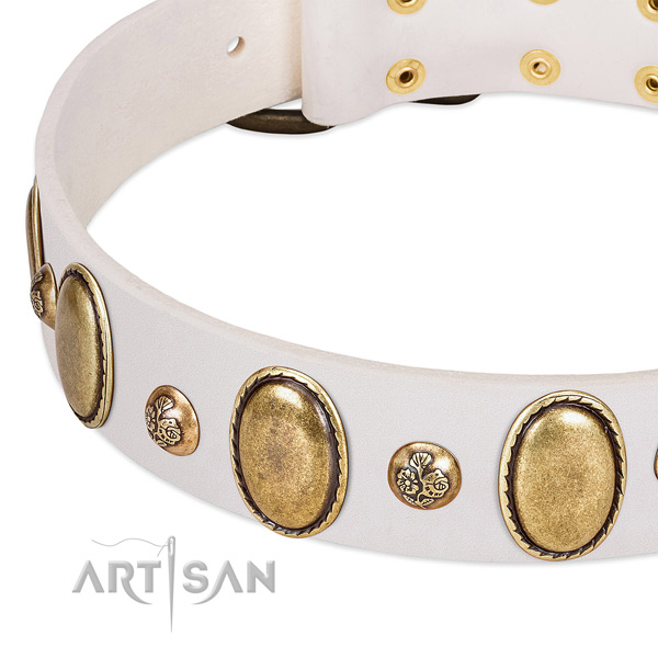 Full grain genuine leather dog collar with incredible decorations