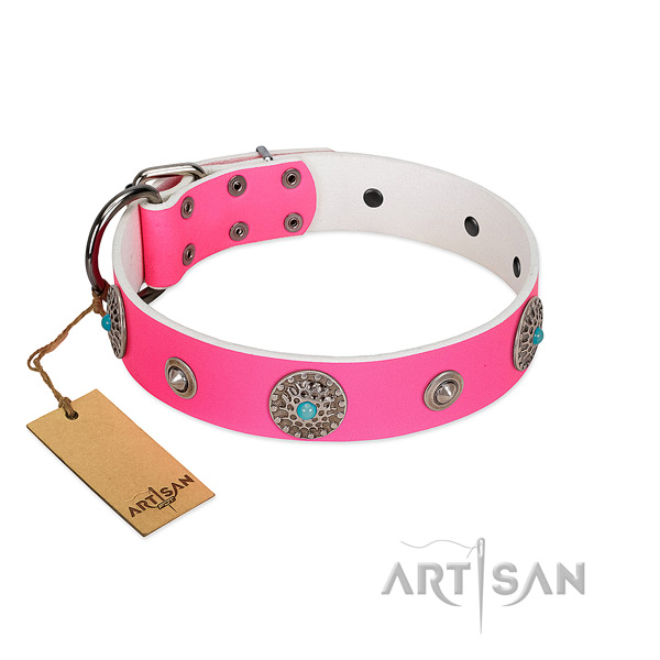 Quality natural leather dog collar handcrafted for your canine