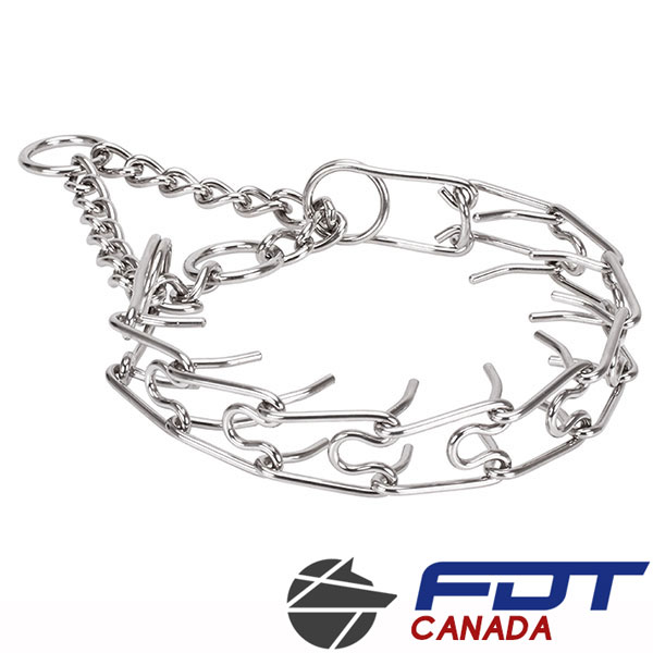 Corrosion proof dog prong collar with stainless steel removable prongs