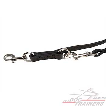 Police leather dog leash with 2 Stainless Steel Snap Hooks 