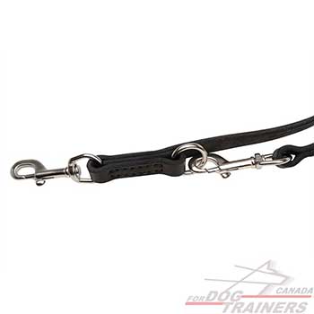 Police leather dog leash with 2 Stainless Steel Snap Hooks 